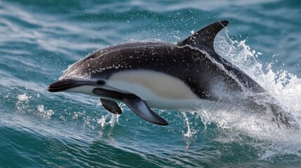 Fototapeta premium Dolphin Leaping: Agile Marine Mammal in Ocean Splendor