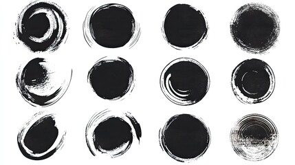 Abstract Ink Circles Grunge Texture Design Elements. (2)