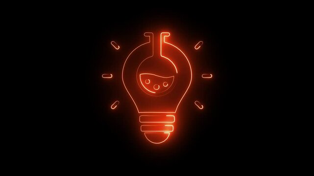 Glowing neon innovation icon isolated on black background. HD Video motion graphic animation
