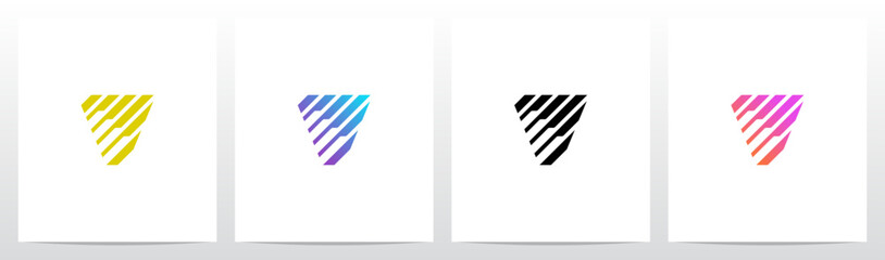 Fototapeta premium Cyber Circuit Diagonal Lines Letter Initial Logo Design V