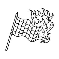checkered flag with black flames icon