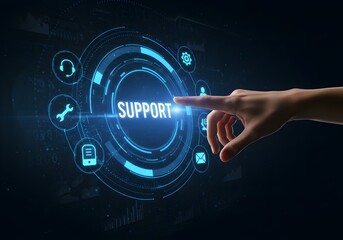 Digital Tech Support Interface – Customer Assistance and IT Helpdesk Concept