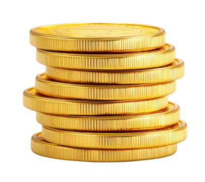 A stack of shiny gold coins , isolated on transparent background - Powered by Adobe
