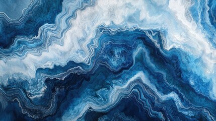 Obraz premium Abstract Swirling Blue Waves with Soft White Contrasts Creating a Mystical Fluid Texture Perfect for Nautical and Serene Backgrounds in Art and Design