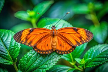 Fototapeta premium A bright orange butterfly perched gracefully on a wing