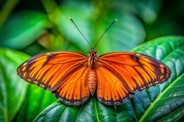 A bright orange butterfly perched gracefully on a wing