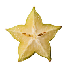 Fototapeta premium Starfruit slice with translucent center on transparent background