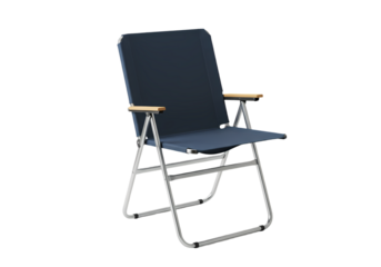 Folding Chair Portable Lightweight Outdoor Camping Chair with Armrests  Grey Fabric and Wooden Arms on Transparent background