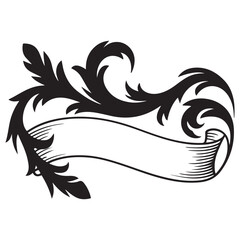 heraldic abstract scroll ornament Vector Black silhouettes. with white background