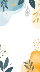 Serene Botanical Motifs in Watercolor for Background Use