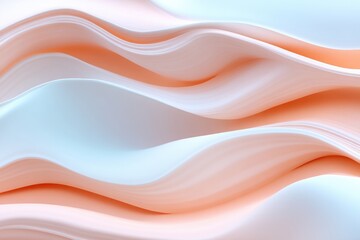 Abstract smooth waves of soft peach and pastel blue colors.  Delicate, flowing, and undulating forms create a sense of movement and texture