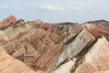 Scenery of Zhangye Danxia National Geopark (Rainbow Mountains) in Gansu, China