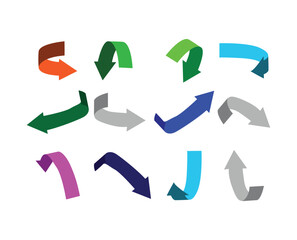 Colorful Curved Arrows Collection – 3D Vector Symbols Set