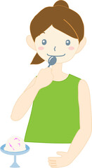 アイスクリームを食べている女の子のイラスト