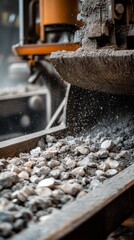 Close-up shots capture the processing of apatite, where raw material is transformed into fertilizer using high-tech machinery. Dust and minerals fill the production area
