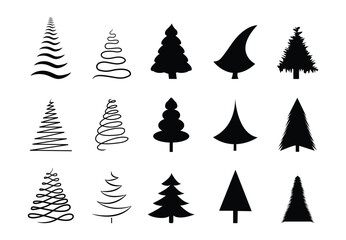 Obraz premium Stylized Christmas Tree Silhouettes Collection – Vector Set