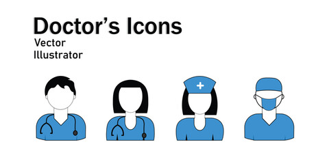 Medical Staff Avatars – Vector Icons of Doctors and Nurses