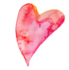 Hand Drawn Red Watercolor Heart Illustration 