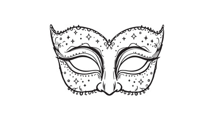 Carnival Mask Clipart line art elegant black and white design