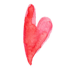 Hand Drawn Red Watercolor Heart Illustration 