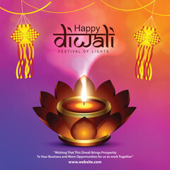 Vector illustration of Happy Diwali social media feed template written Hindi text means happy Diwali
