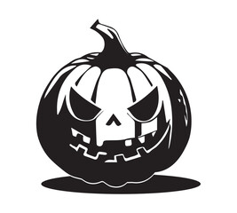 Black and White Scary Jack-o'-Lantern Illustration