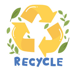 Recycle sign hand drawn illustration elements. Clip art for poster, design, project