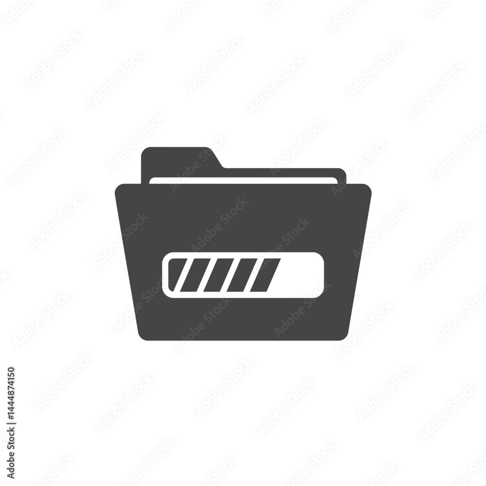 Poster data loading progress: a sleek, minimalistic depiction of a file folder with a progress bar, indicat