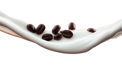 A white spoon holds sweet chocolate near brown coffee beans and black caffeine
