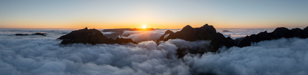 Beautiful Sunset Mountain View, Pico do Arieiro, Madeira Island.