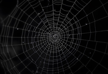 Fototapeta premium Dew Drops on a Spider Web with Fog