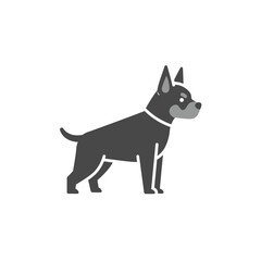 Loyal Canine Silhouette: A sleek and stylized illustration of a strong, alert dog in a minimalist design, capturing the essence of loyalty and companionship.