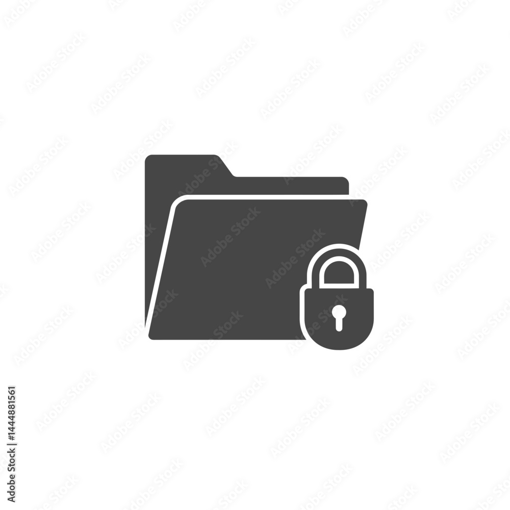 Poster secure folder: a simple, minimalist representation of a secure folder, icon. illustrating digital pr