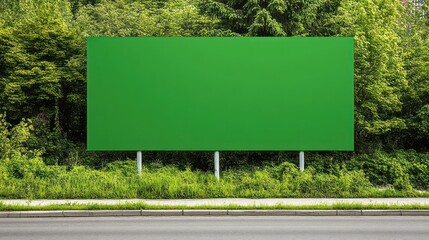 Blank Green Billboard in Lush Greenery: Advertise Your Eco-Friendly Brand