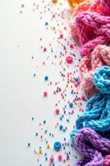 White knitted backdrop, multicolored speckles, backdrop, craft