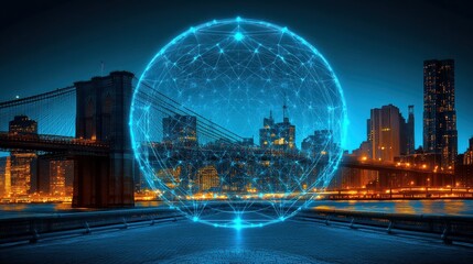 Futuristic city sphere network