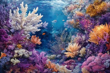 Fototapeta premium Vibrant coral reef scene underwater