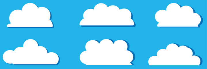 Dream cloud isolated icon. Cute Clouds Pattern. White cloud shapes on blue sky flat cartoon set .Vector Illustration .EPS 10 . 