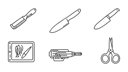 Cutting Vegetables Illustration line art detailed drawing design concept