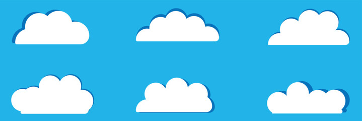 Fototapeta premium Dream cloud isolated icon. Cute Clouds Pattern. White cloud shapes on blue sky flat&nbsp;cartoon&nbsp;set .Vector Illustration&nbsp;.EPS&nbsp;10&nbsp;. 
