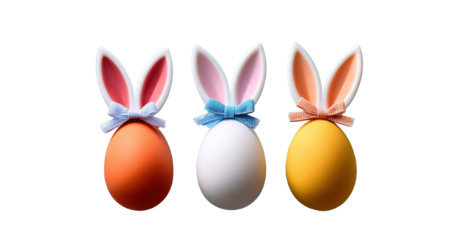 easter eggs with flowers on white