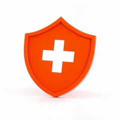 Fototapeta premium Orange Shield with White First Aid Cross at an Angle
