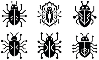 Fototapeta premium Cybersecurity Bug Icons for Digital Technology