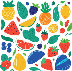 Big Set of Matisse-Inspired Abstract Nature Shapes – Tropical, Floral, and Fruit Doodles for Modern Summer Design