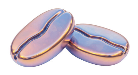 Isolated Pair of Gleaming Coffee Beans