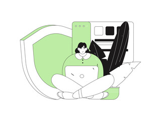 Business network security character flat vector concept operation hand drawn illustration
