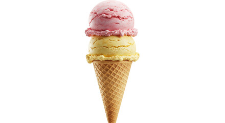 Isolated Ice Cream Cone with Strawberry and Vanilla