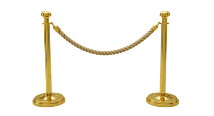 Isolated Golden Stanchions with Rope Barrier