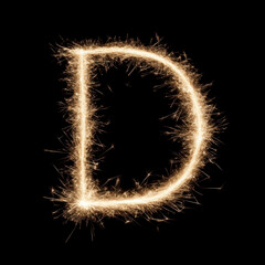 Bengal Sparkling Light Letter D Overlay - Dazzling Light Text Effect for Glamorous Designs. Perfect for Festive, Luxury and Celebration Projects.
