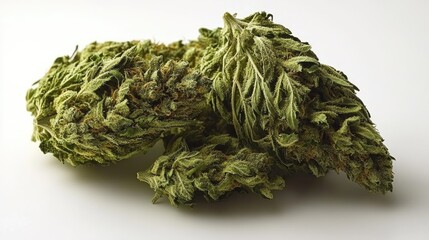 Cannabis Buds Closeup Macro Shot on White.